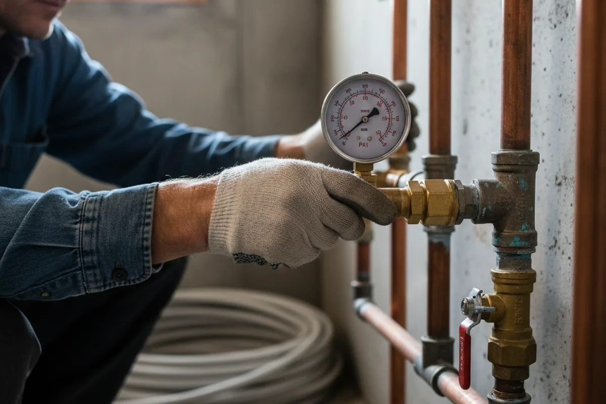 Pressure testing a repaired line during Water Line Repair in Bettendorf